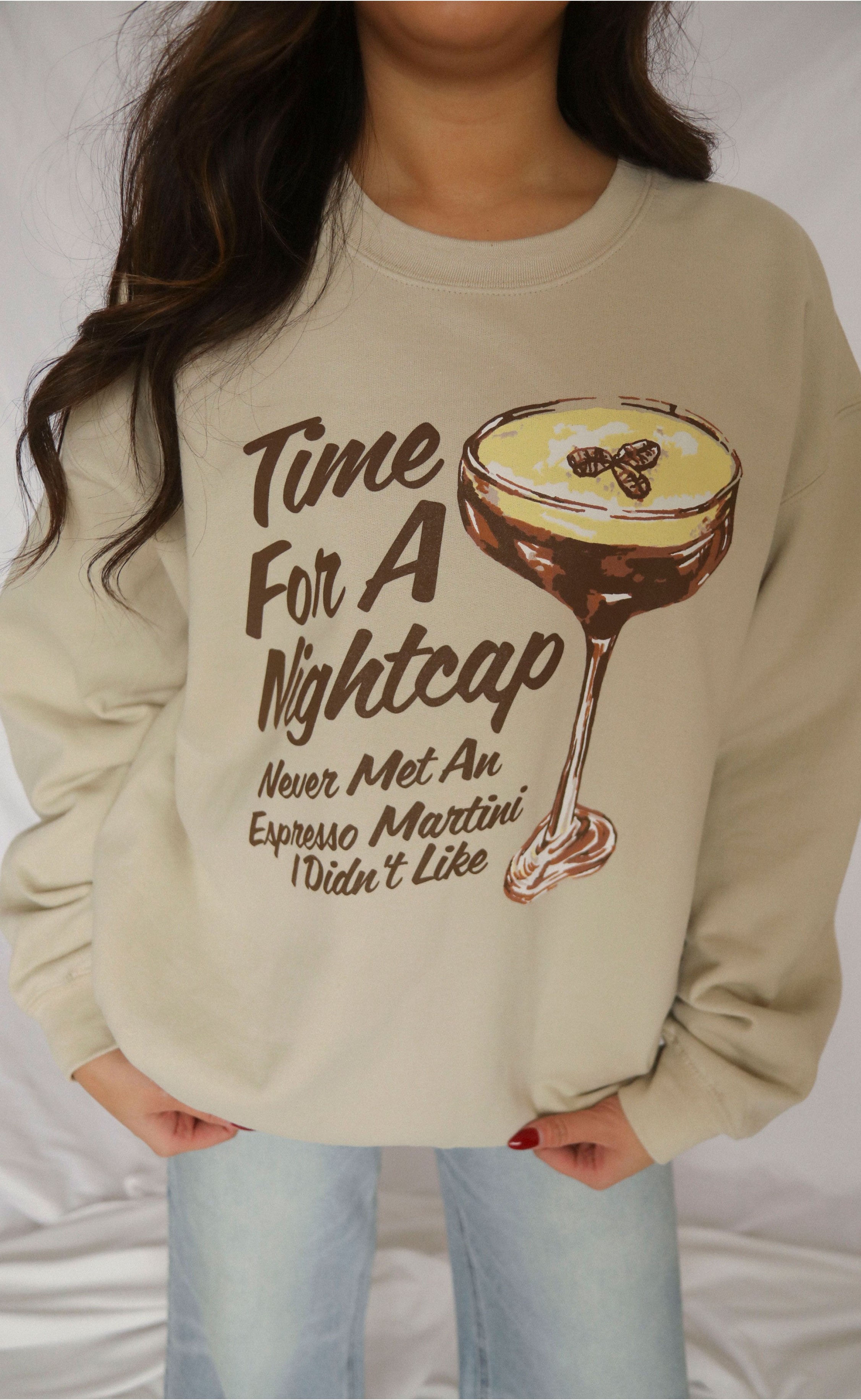 End the Day Right in the ‘Time for a Nightcap’ Cozy Graphic Sweatshirt