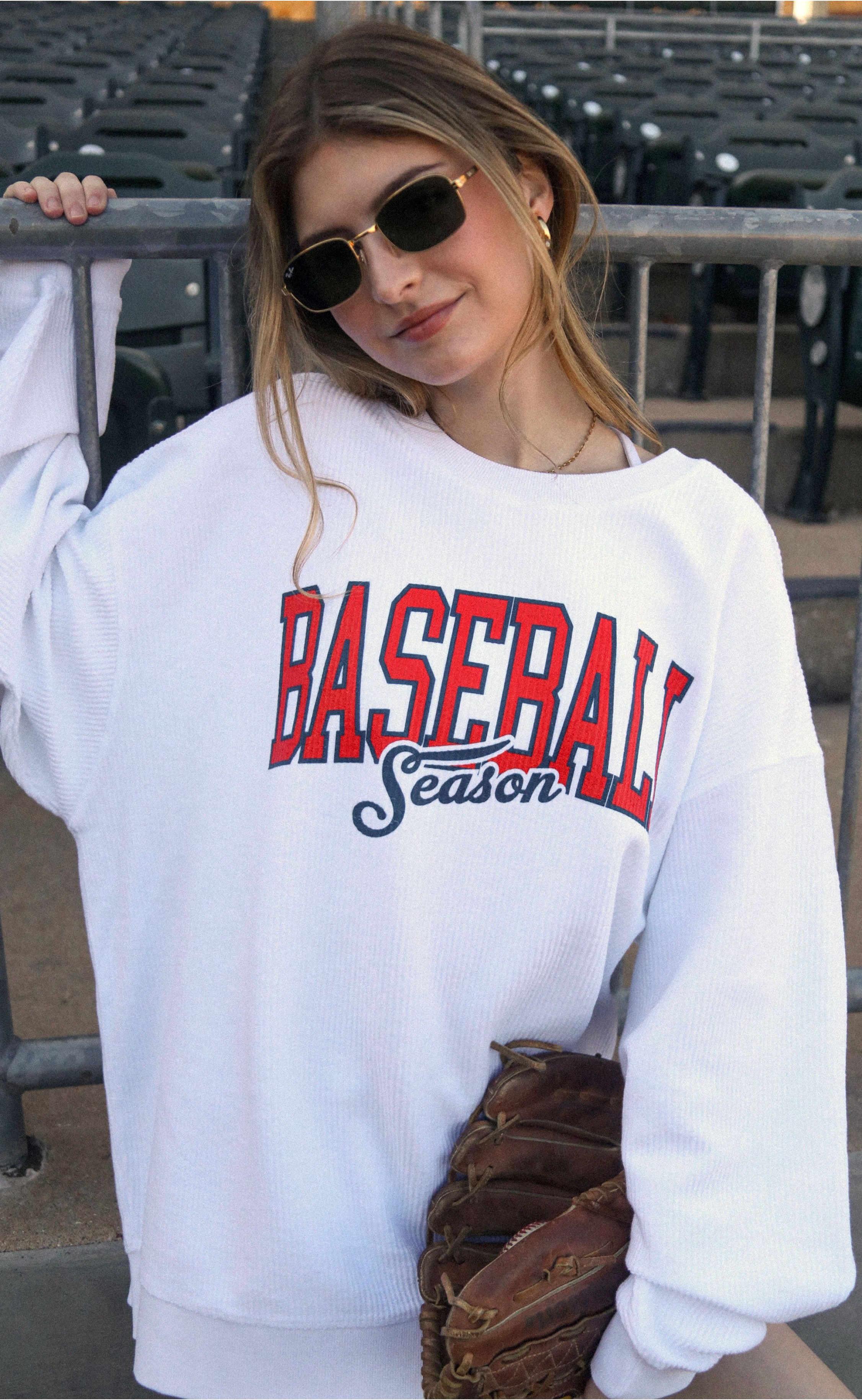 Retro Baseball Season Corduroy Top – Cozy Fabric with Timeless Appeal