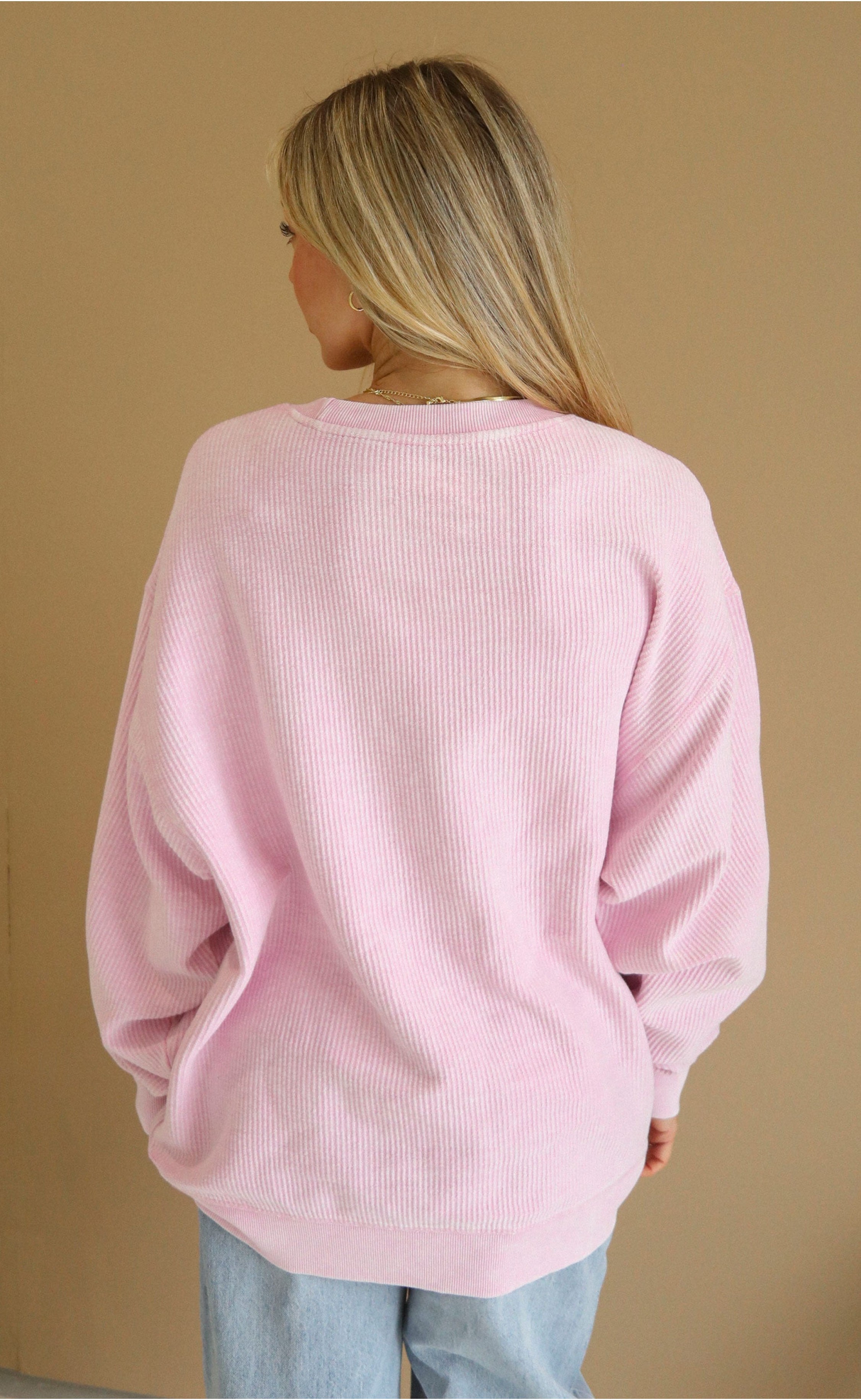 Pink Classic Mom Cord – Comfortable Ribbed Texture for Everyday Wear