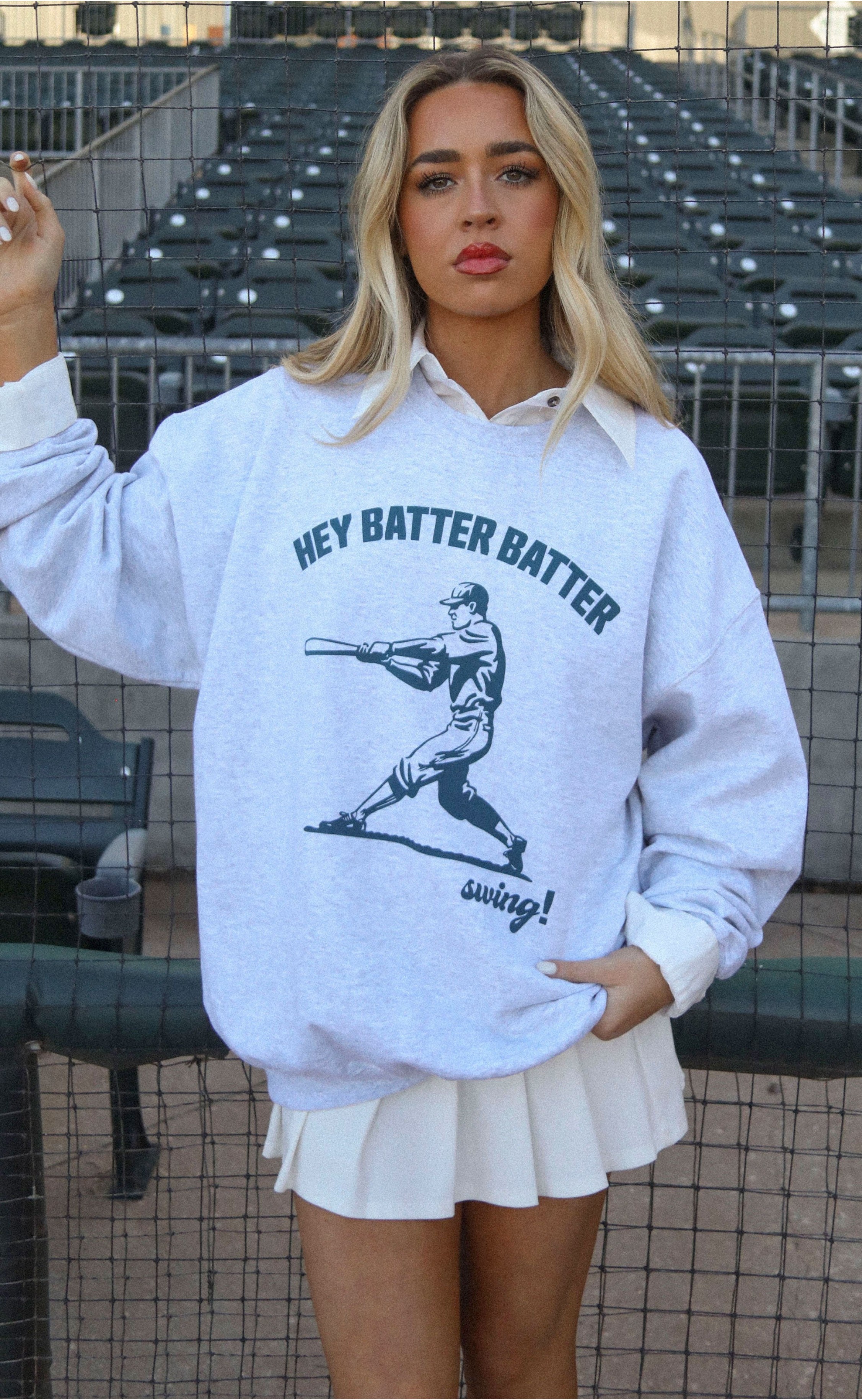 Batter Batter Sweatshirt – Playful Baseball-Inspired Cozy Pullover