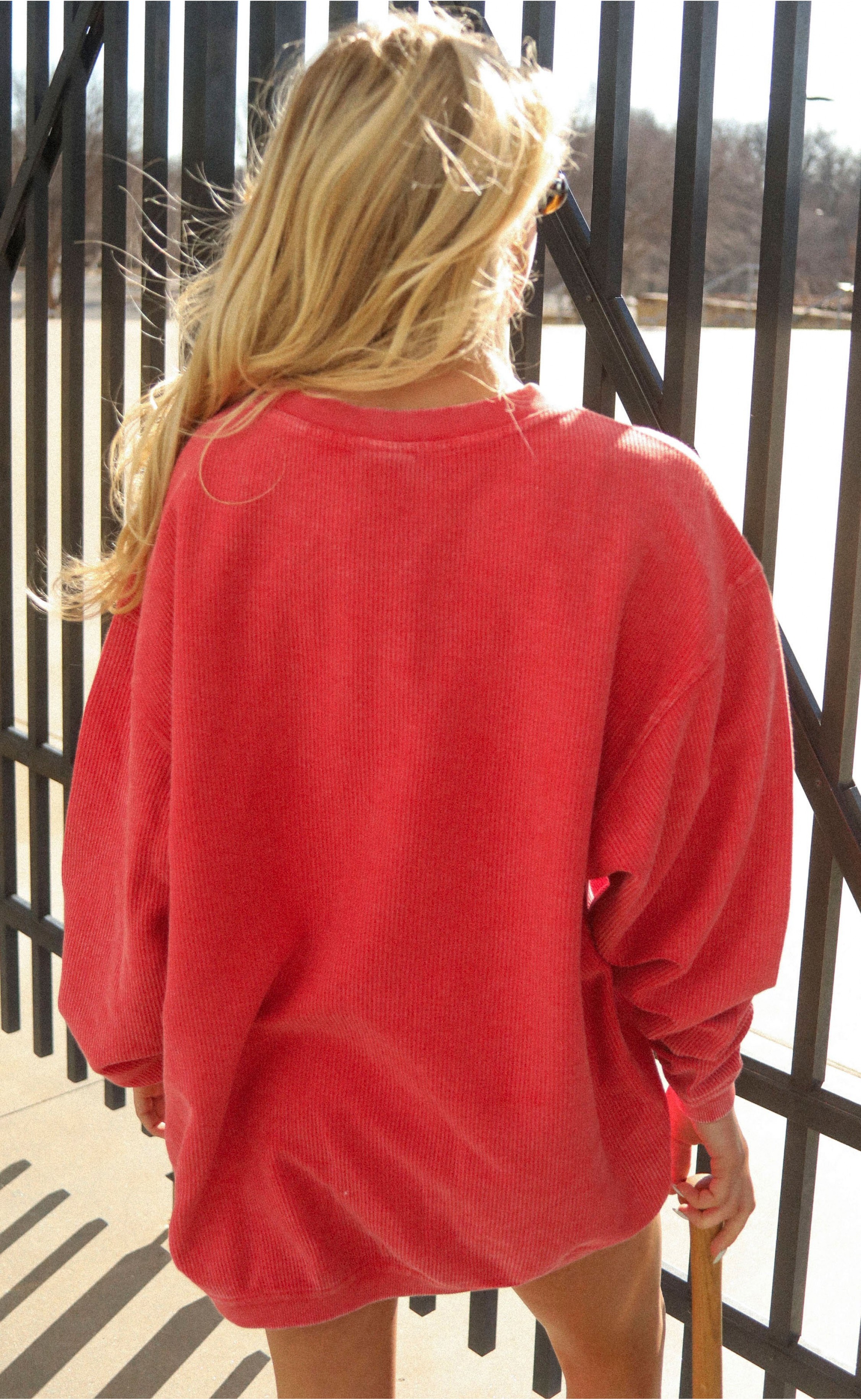 University of Arkansas Corded Sweatshirt – Bold Mascot Graphic, Retro Ribbed Texture