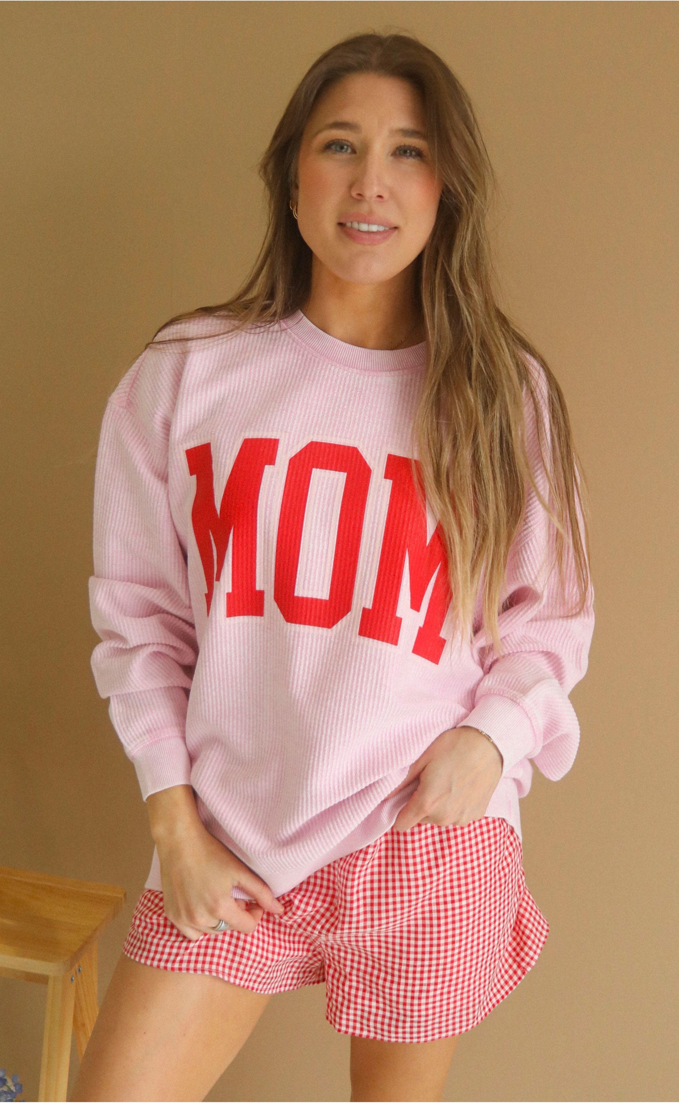 Pink Classic Mom Cord – Comfortable Ribbed Textu...