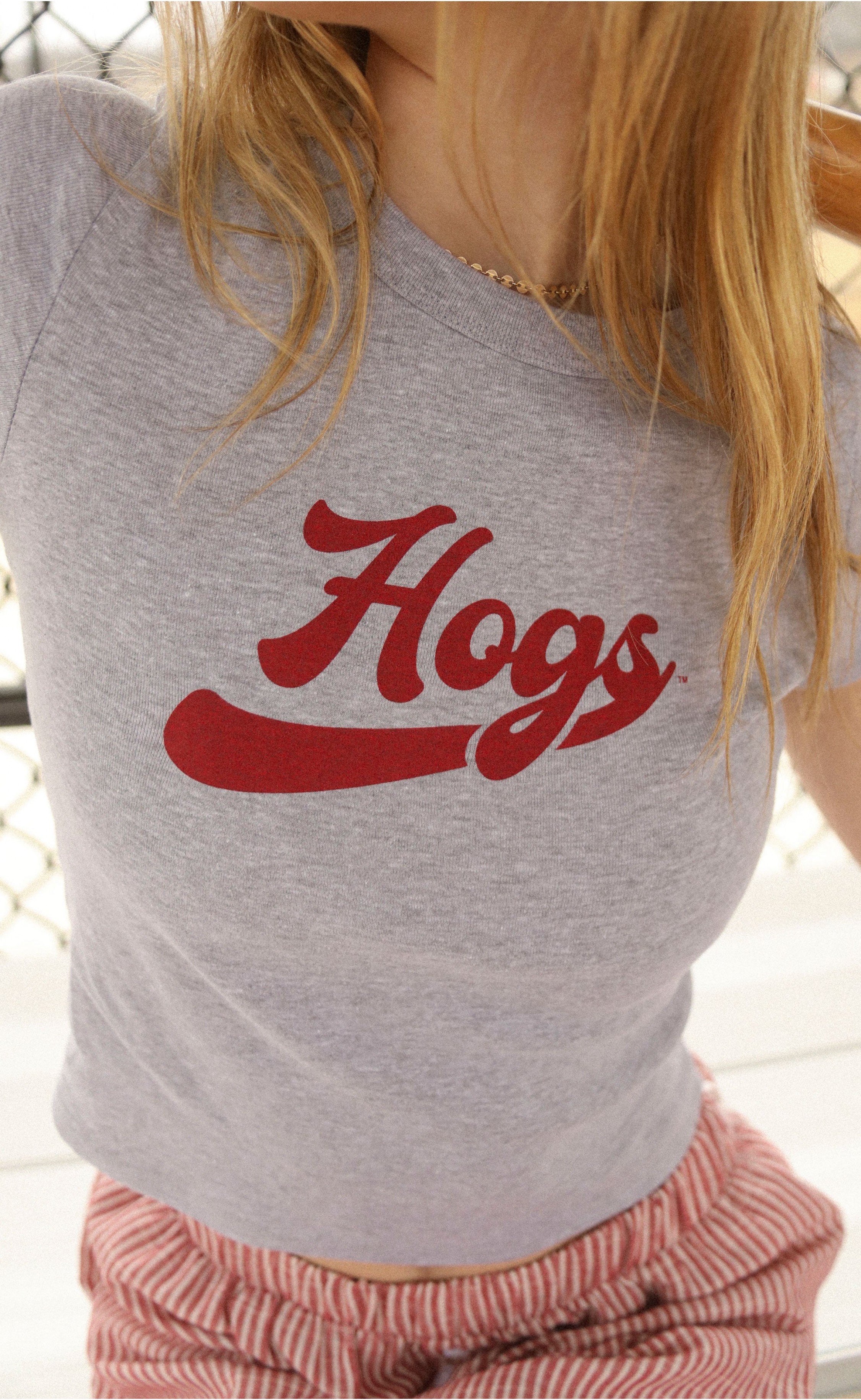 Hogs Baby Tee – Soft Grey Essential for Your Little Razorback Fan
